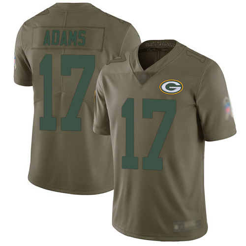 Green Bay Packers Limited Olive Men #17 Adams Davante Jersey Nike NFL 2017 Salute to Service